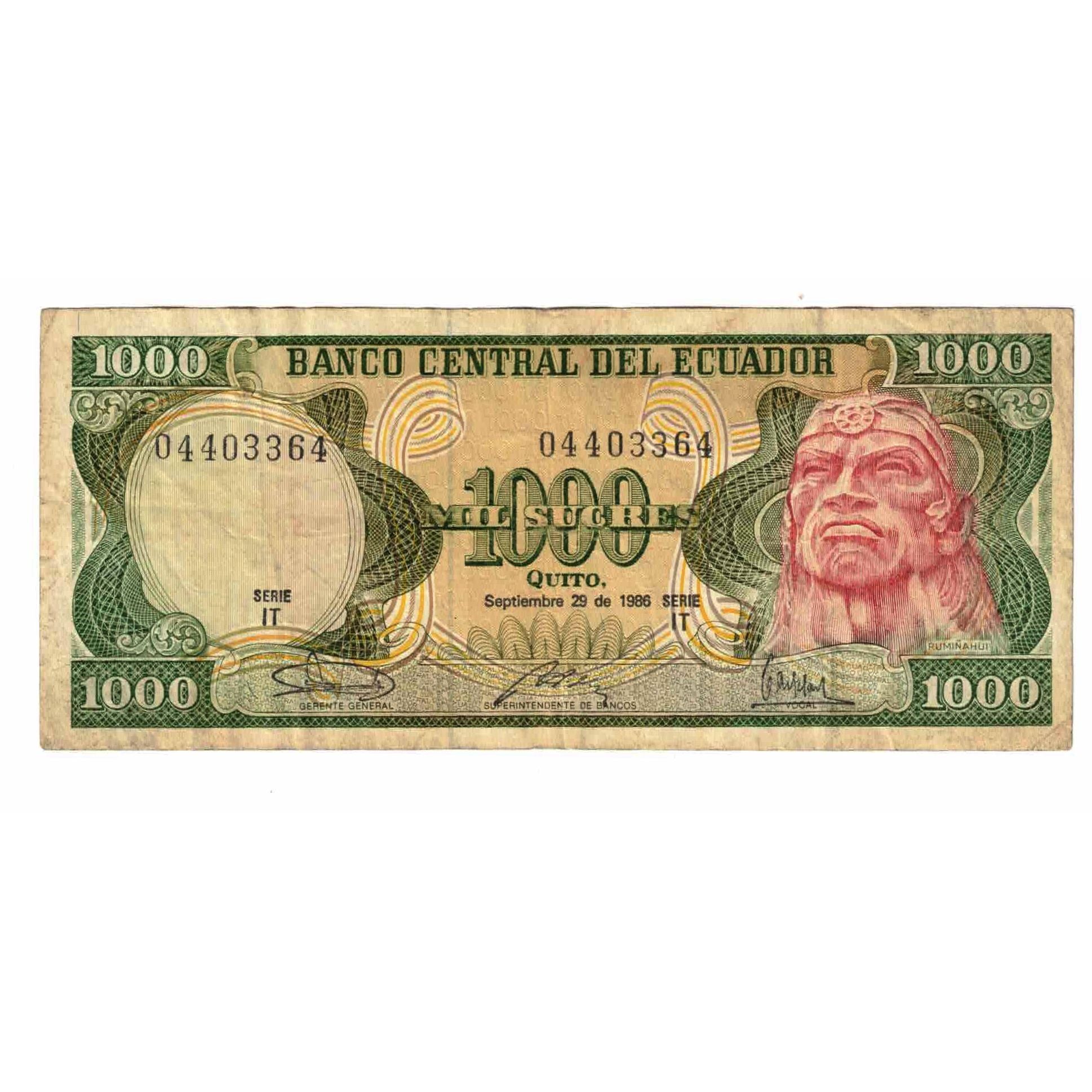 Banconote, Ecuador, 1000 Sucres, 1986, 1986-09-29, KM:125a, BB