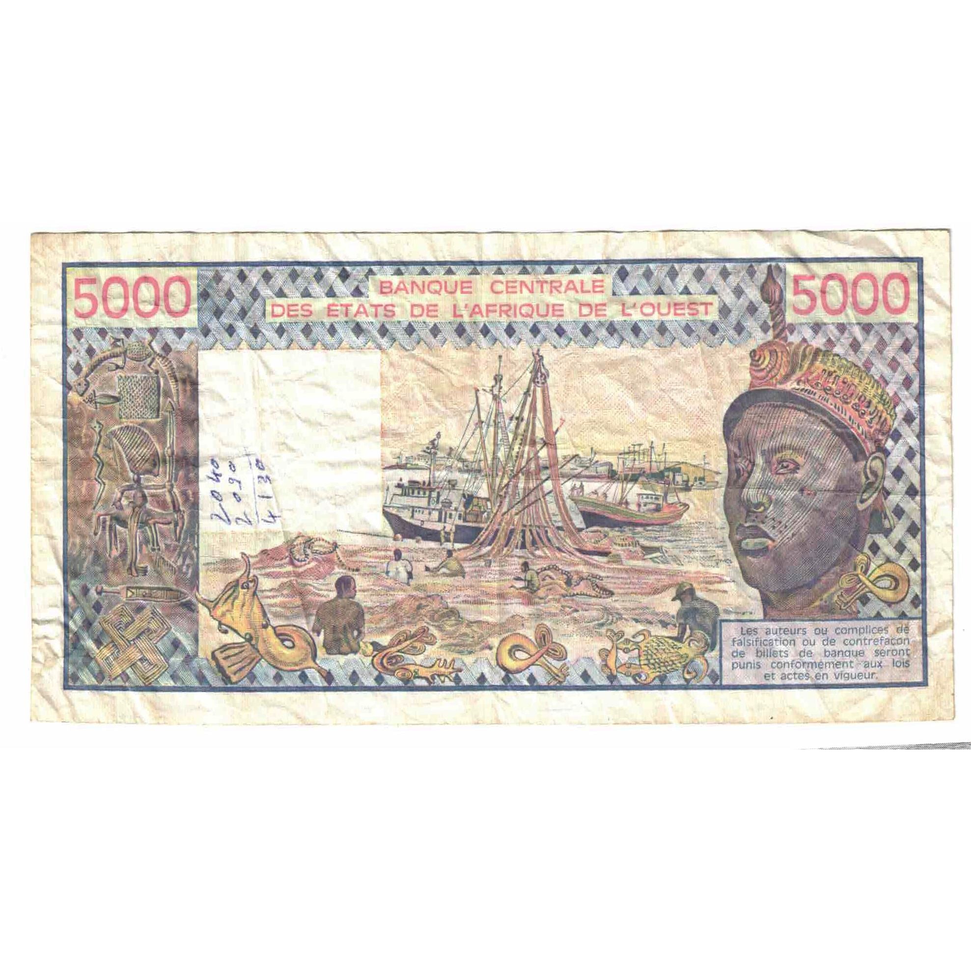 Banknote, West African States, 5000 Francs, 1990, Ivory Coast, KM:108Aq