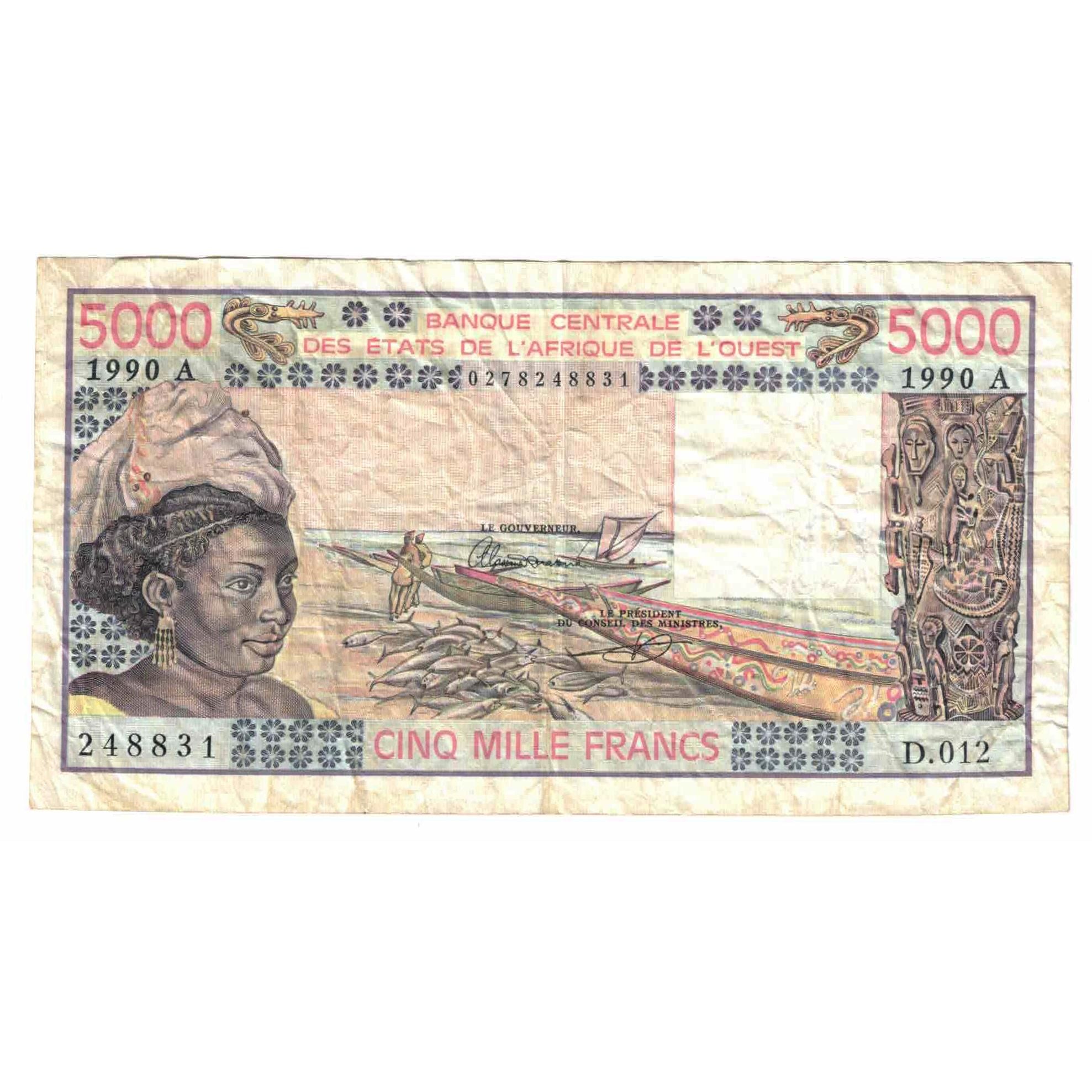 Banknote, West African States, 5000 Francs, 1990, Ivory Coast, KM:108Aq