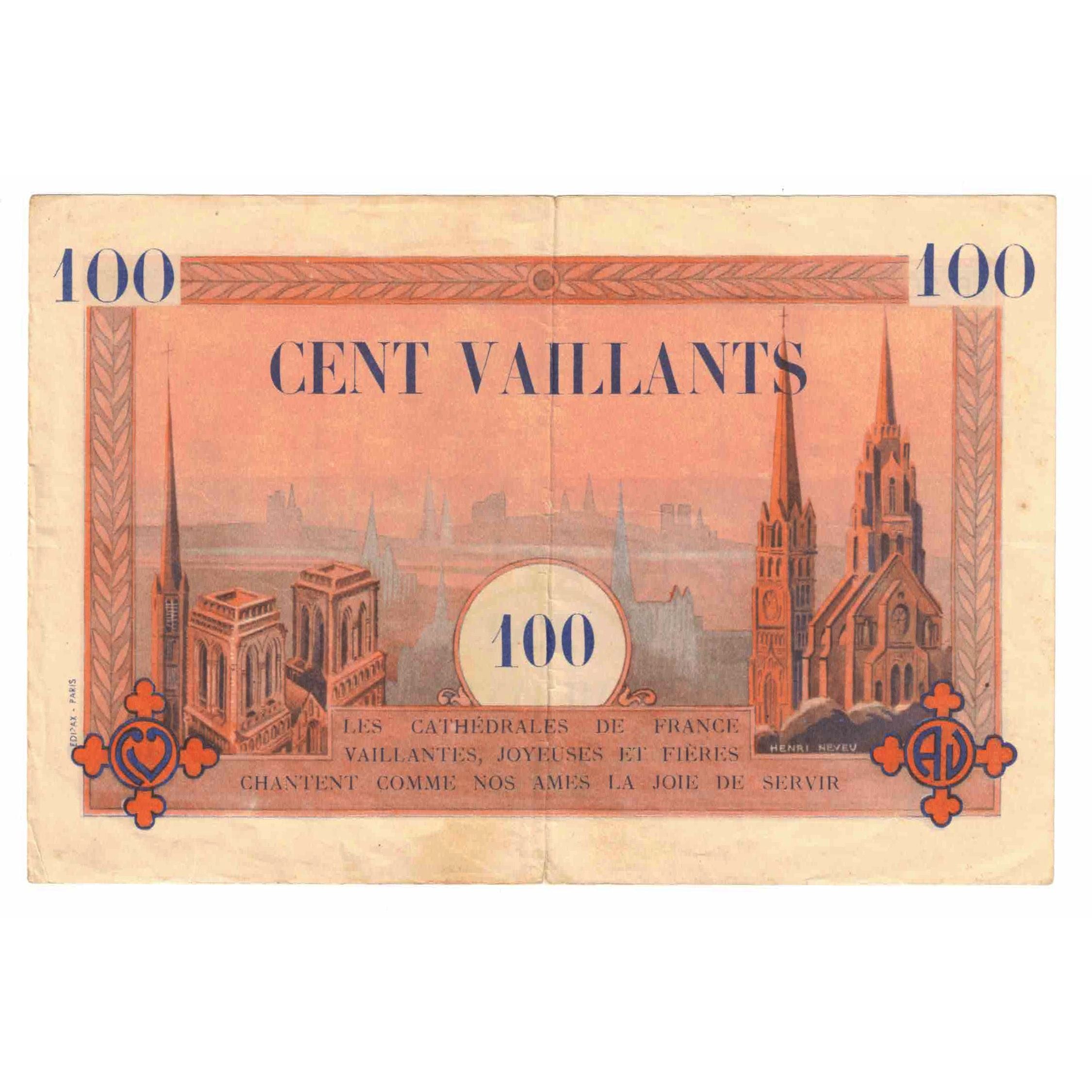 France, Tourist Banknote, 100 VAILLANTS, EF(40-45)