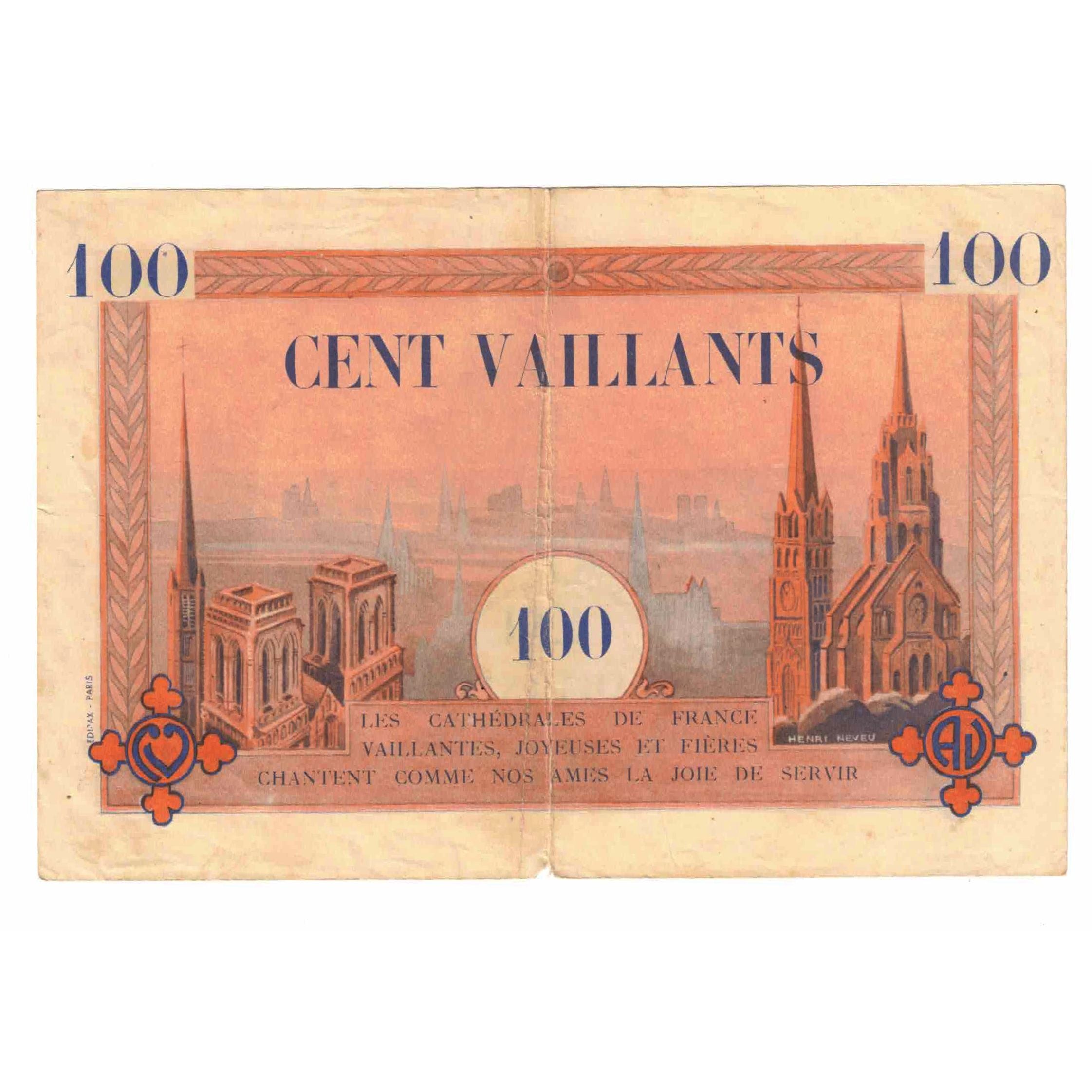 France, Tourist Banknote, 100 VAILLANTS, VF(20-25)