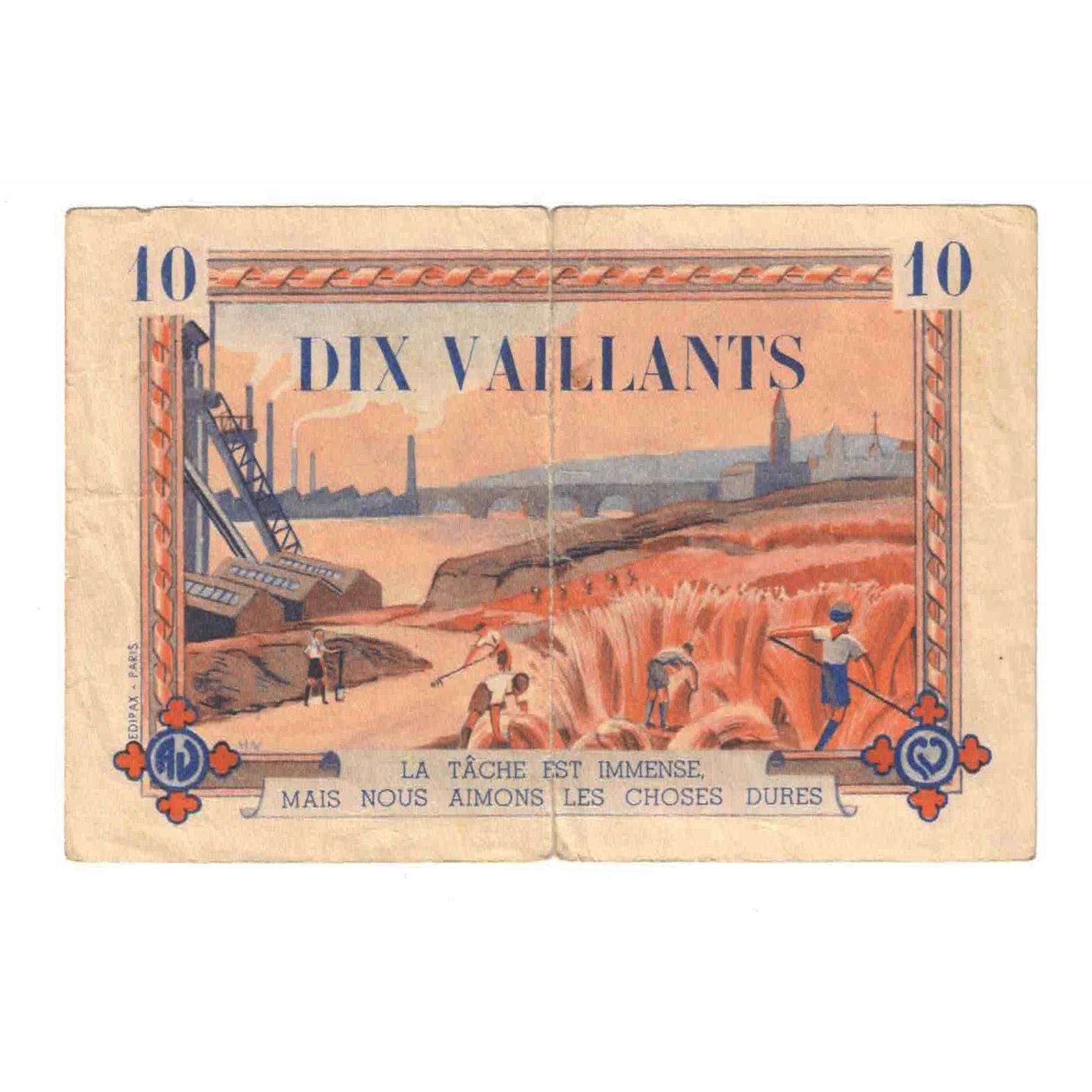 France, Tourist Banknote, 10 VAILLANTS, VF(20-25)