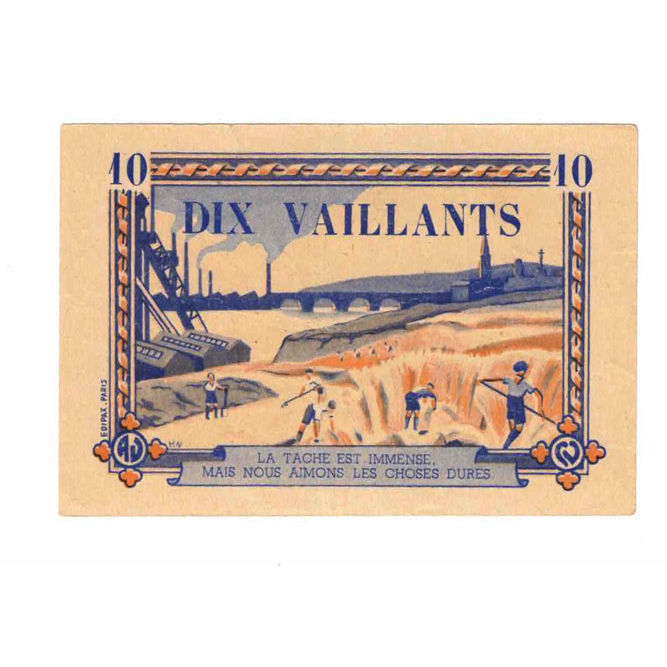 France, Tourist Banknote, 10 VAILLANTS, UNC(63)