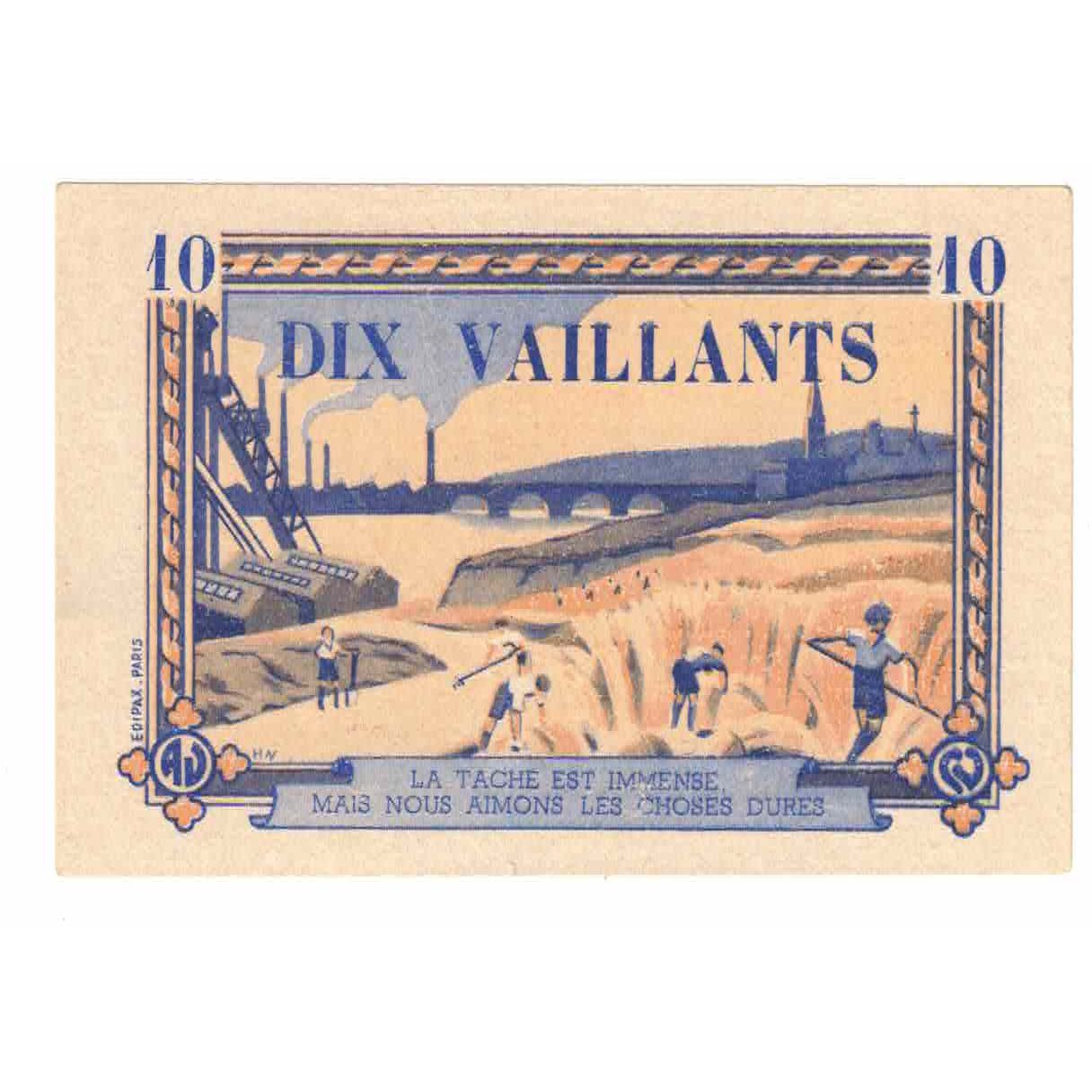 France, Billet Touristique, 10 VAILLANTS, NEUF