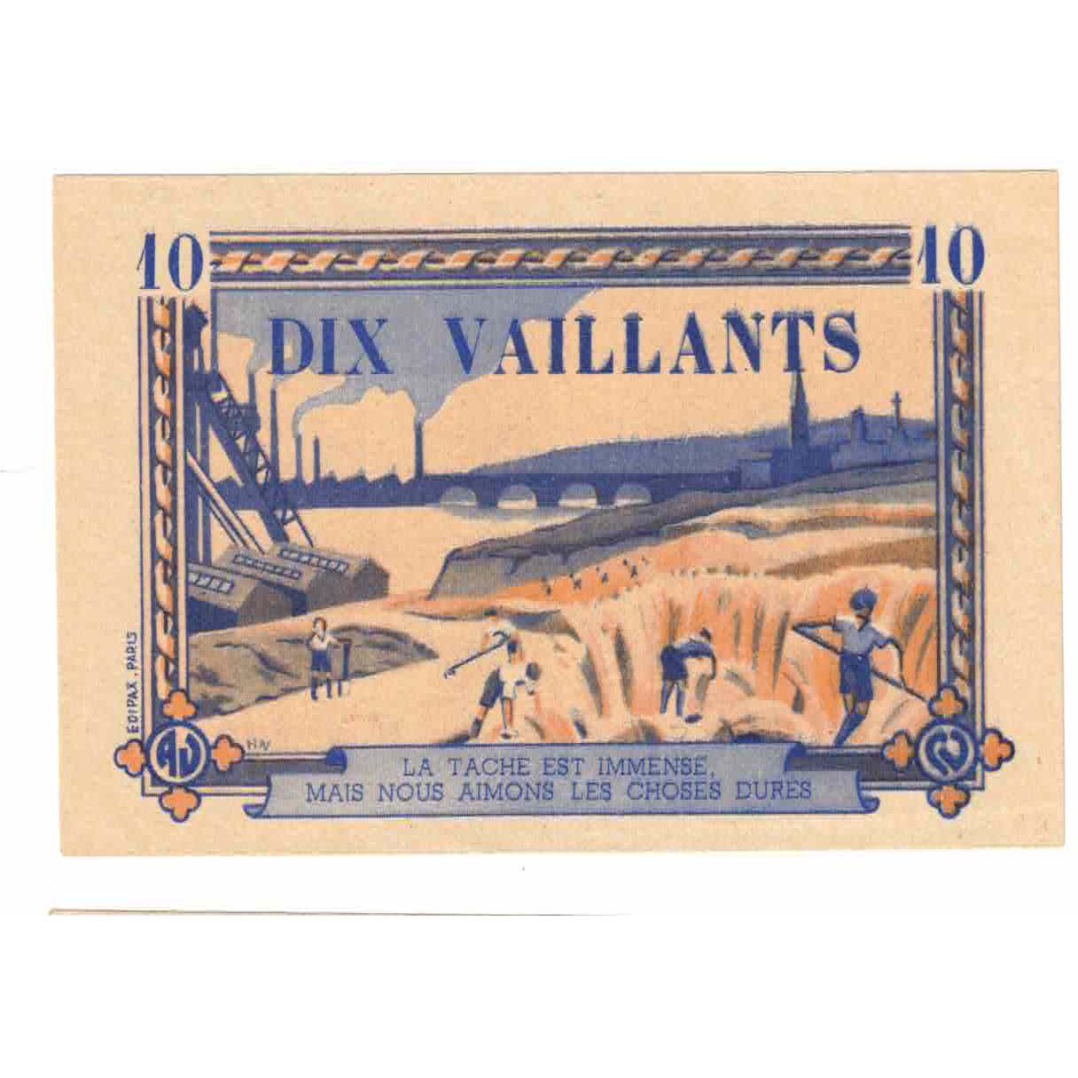 France, Tourist Banknote, 10 VAILLANTS, UNC(65-70)