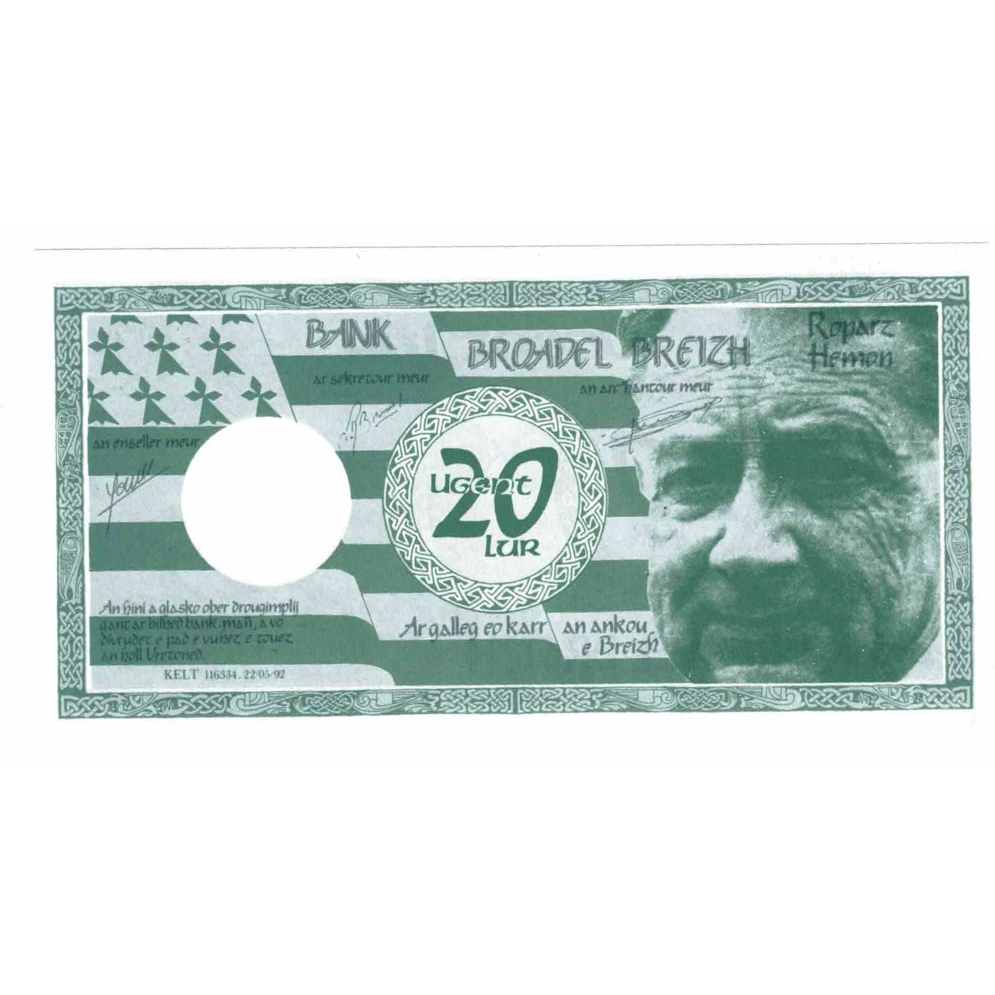 France, Tourist Banknote, BANK BROADEL BREIZH, 1992, UNC(65-70)