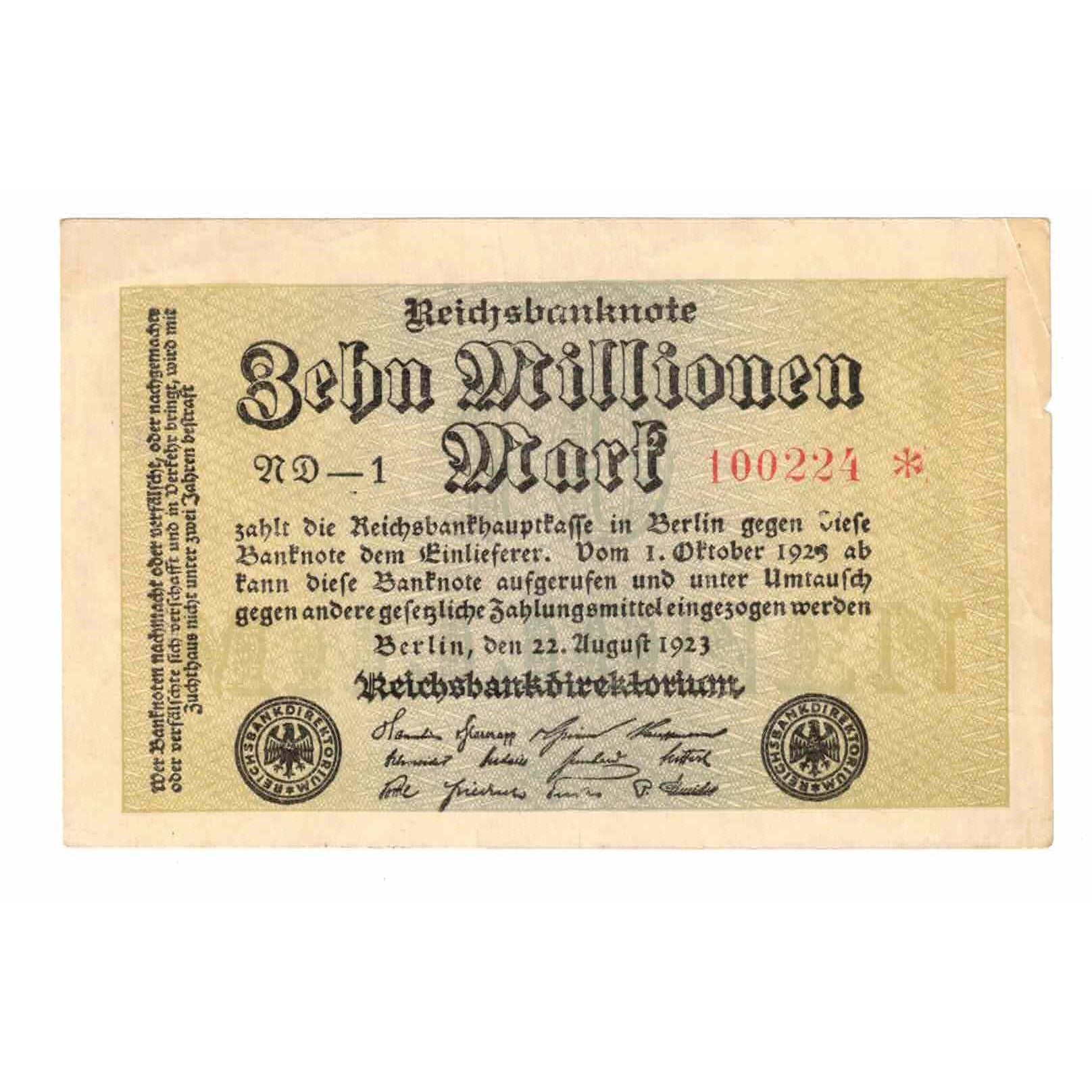 Banknote, Germany, 10 Millionen Mark, 1923, 1923-08-22, KM:106a, EF(40-45)