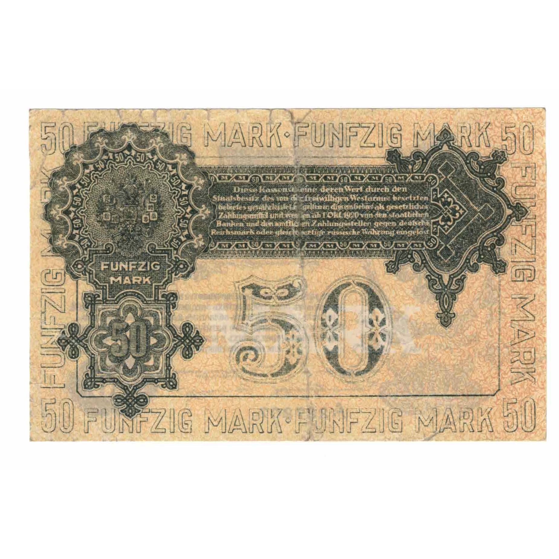 Geldschein, Russland, 50 Mark, 1919, 1919-10-10, KM:S230b, VZ