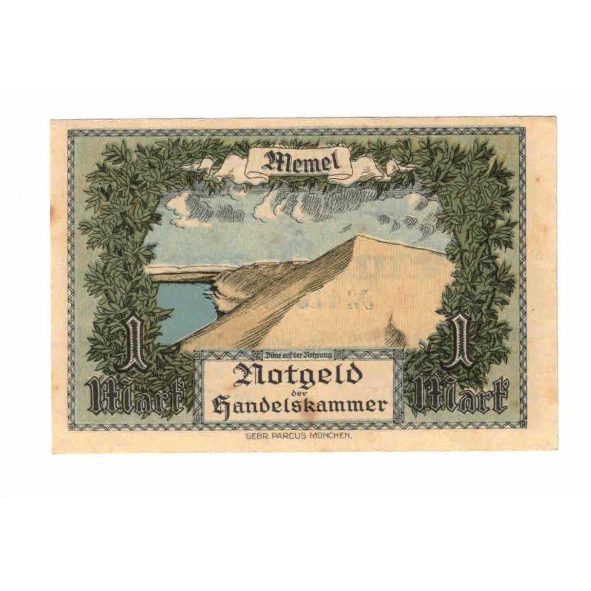 Billet, Memel, 1 Mark, 1922, 1922-02-22, KM:2, SPL