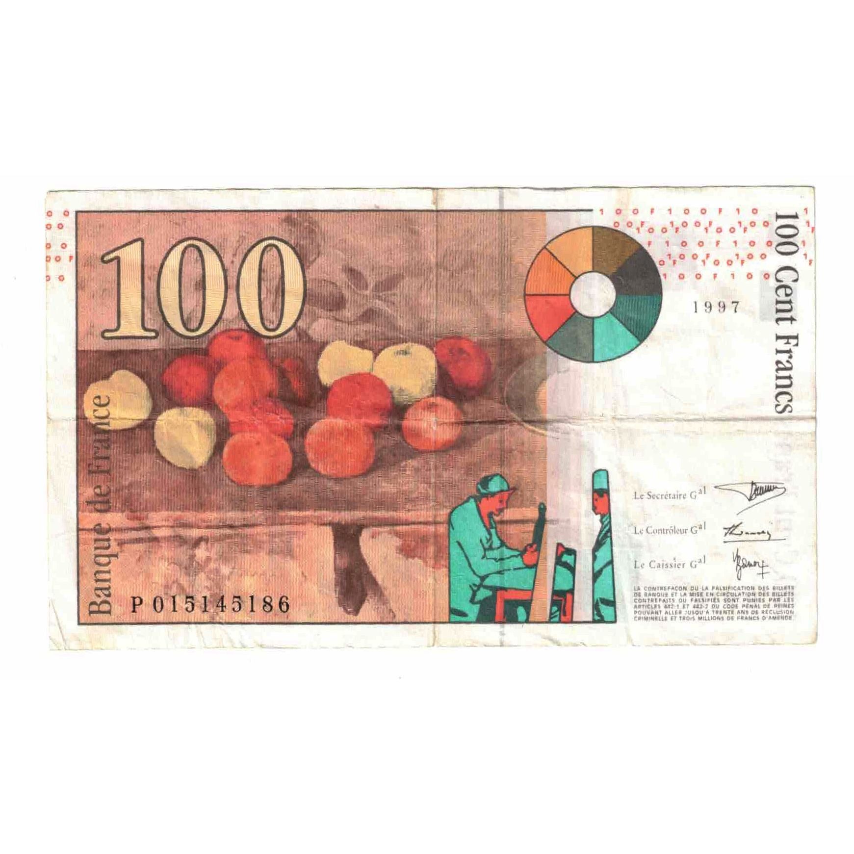 France, 100 Francs, Cézanne, 1997, P.0151, VF(20-25), KM:158a