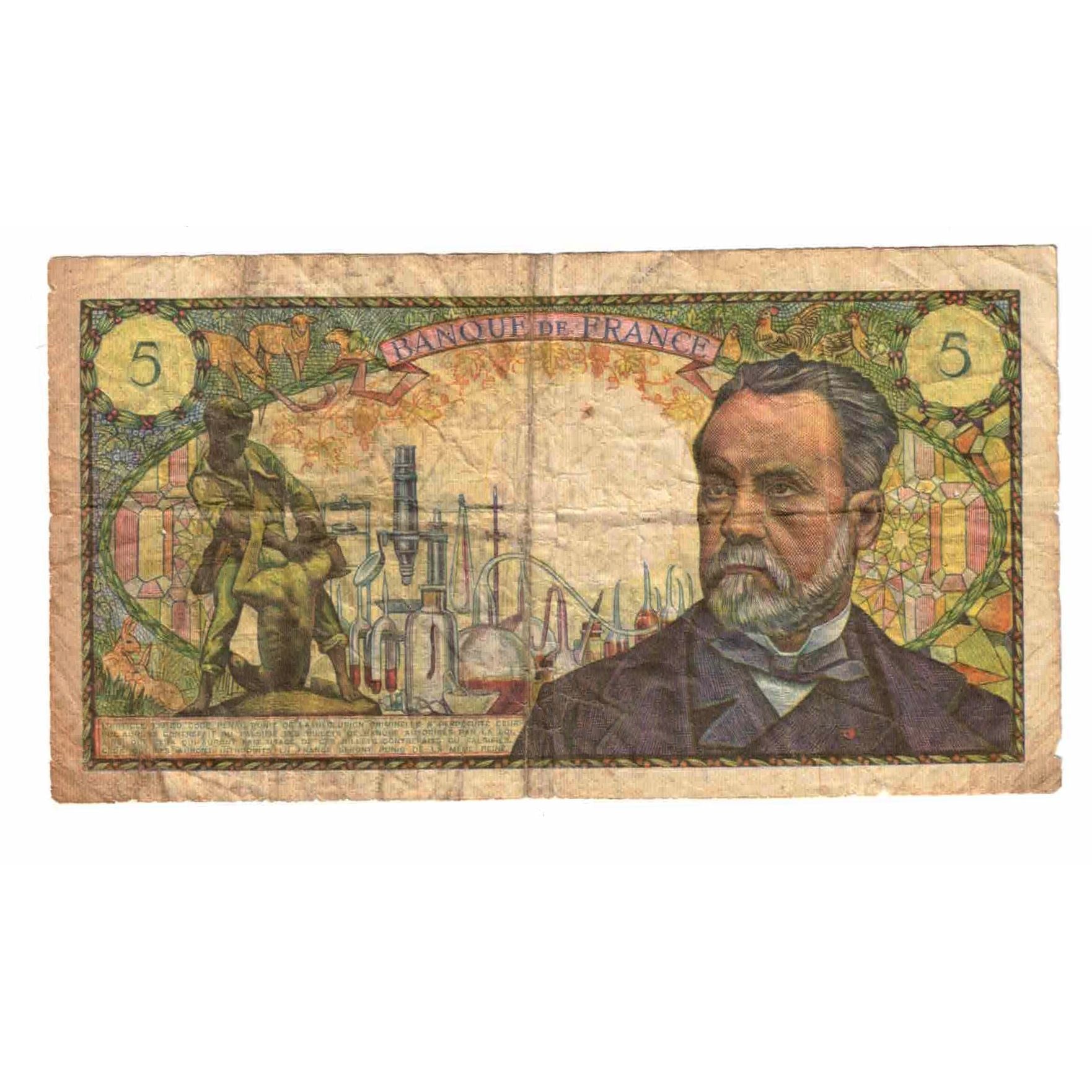 France, 5 Francs, Pasteur, 1969, H.94, VG(8-10), KM:146b