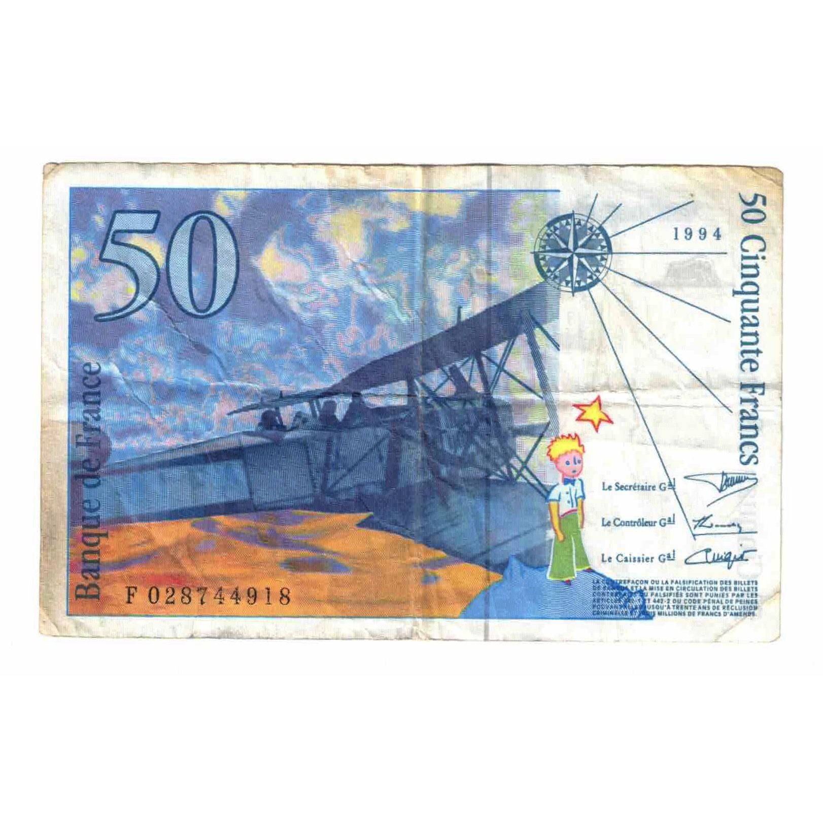 Frankrijk, 50 Francs, St Exupéry, 1994, F 028744918, TTB+, Fayette:73.1d