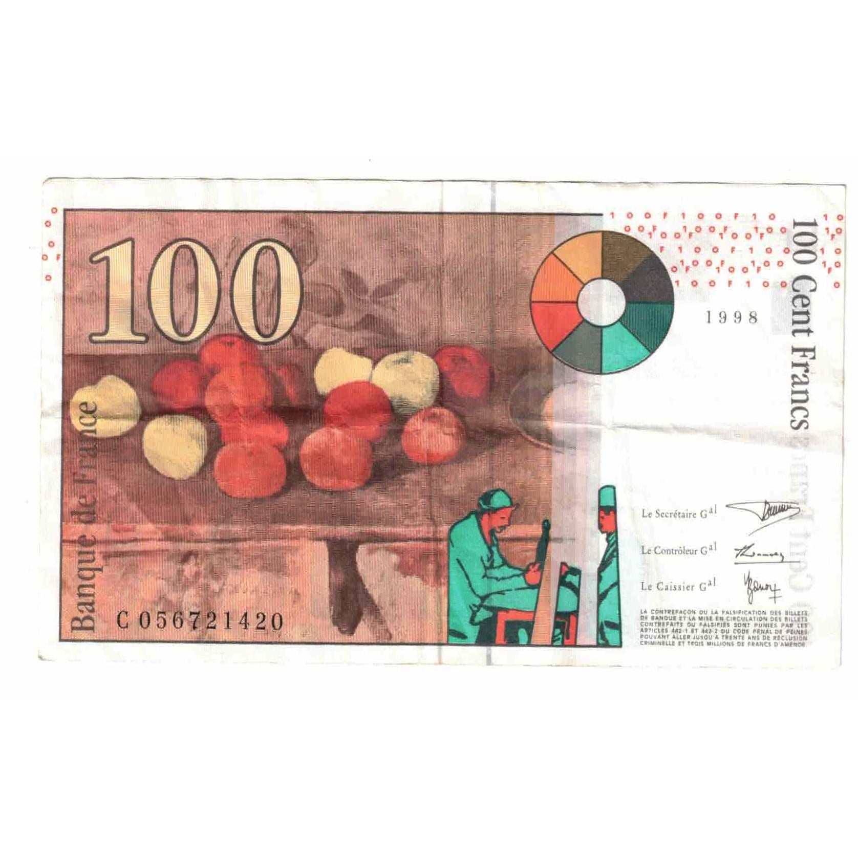 Francia, 100 Francs, Cézanne, 1998, C, SPL-, Fayette:74.02, KM:158a