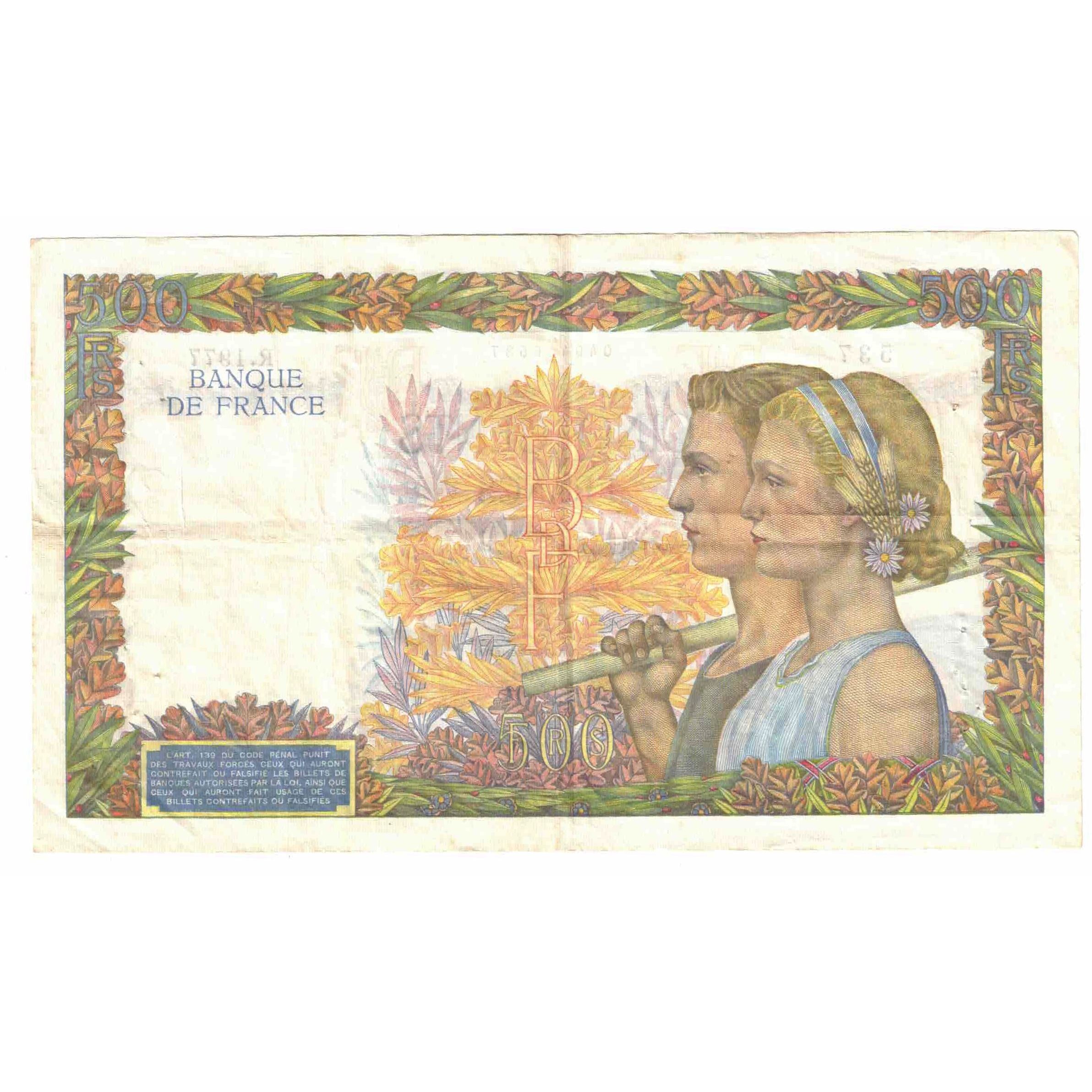 Francja, 500 Francs, La Paix, 1941, R.1977, EF(40-45), Fayette:32.13, KM:95a