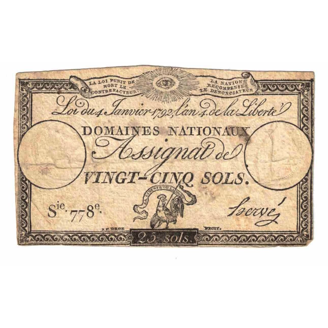 France, 25 Sols, Série 778, EF(40-45), KM:A55