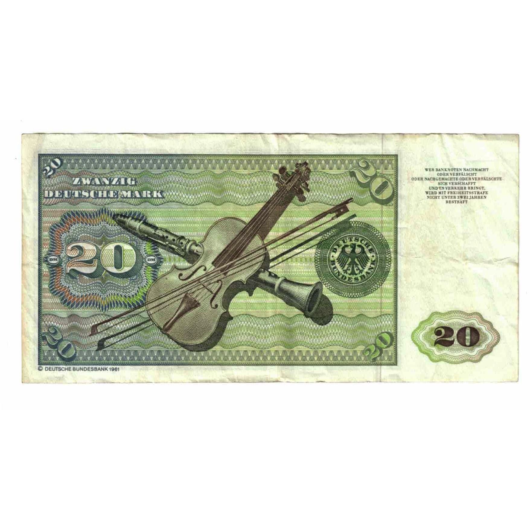 Billet, République fédérale allemande, 20 Deutsche Mark, 1980, 1980-01-02