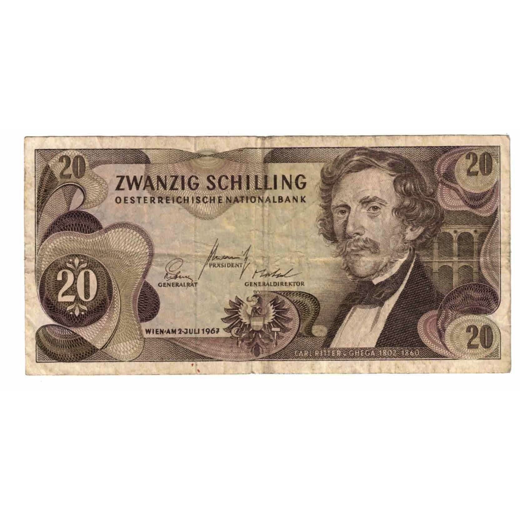 Banknote, Austria, 20 Schilling, 1966-1970, 1967-07-02, KM:142a, EF(40-45)
