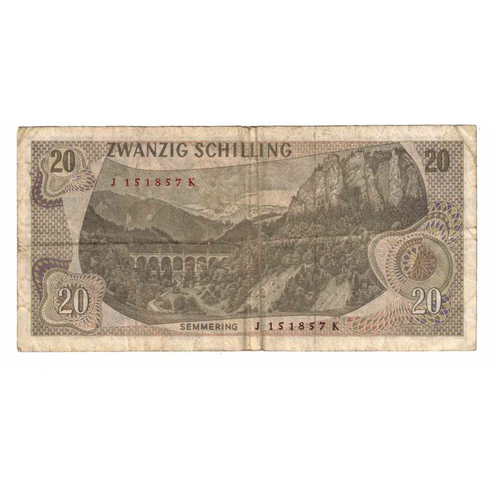 Banknote, Austria, 20 Schilling, 1966-1970, 1967-07-02, KM:142a, EF(40-45)