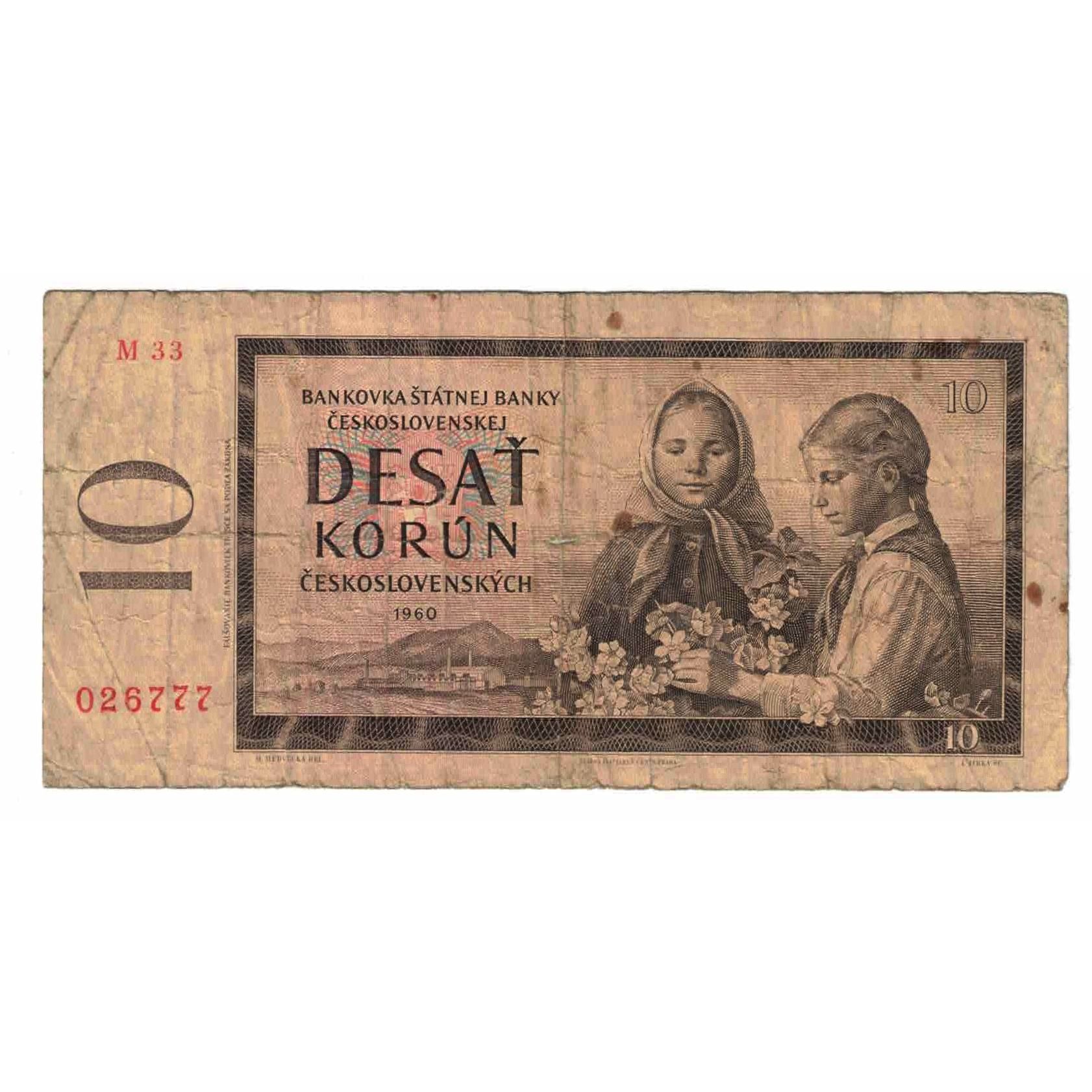 Geldschein, Tschechoslowakei, 10 Korun, 1960, KM:88a, S