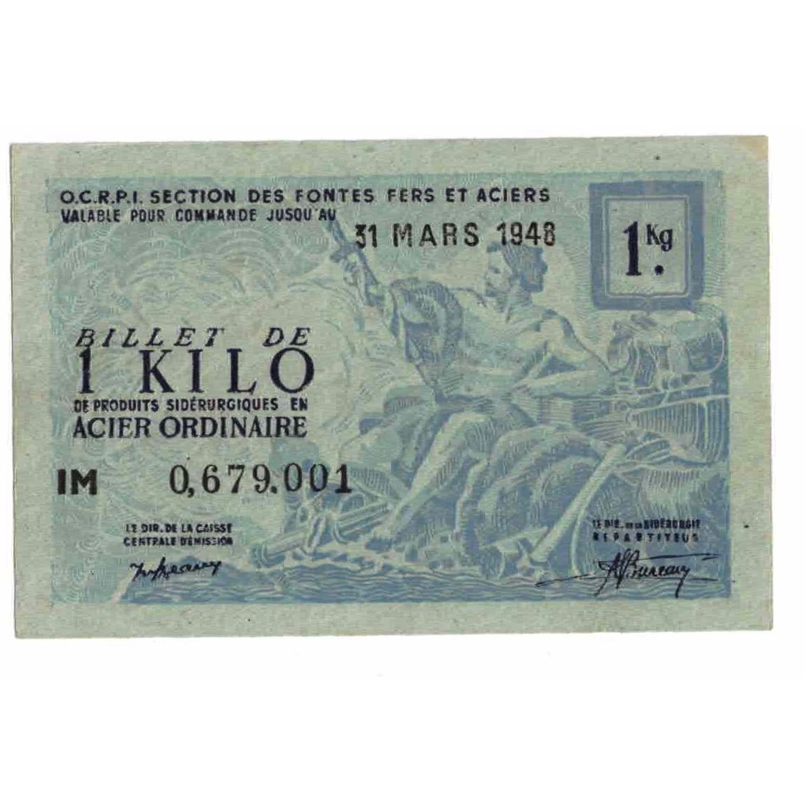 France, Acier Ordinaire, 1 Kilo, 1948, UNC(65-70)