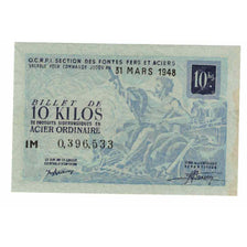 France, Acier Ordinaire, 1948, Billet de 10 kilos de produits sidérurgiques en
