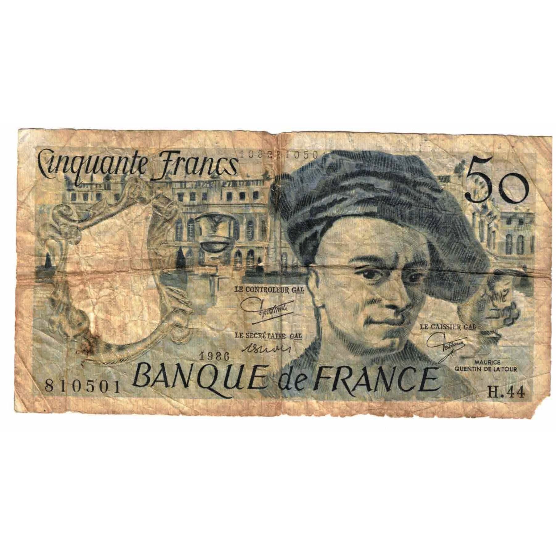 Francja, 50 Francs, Quentin de La Tour, 1986, H.44, VG(8-10), KM:152b