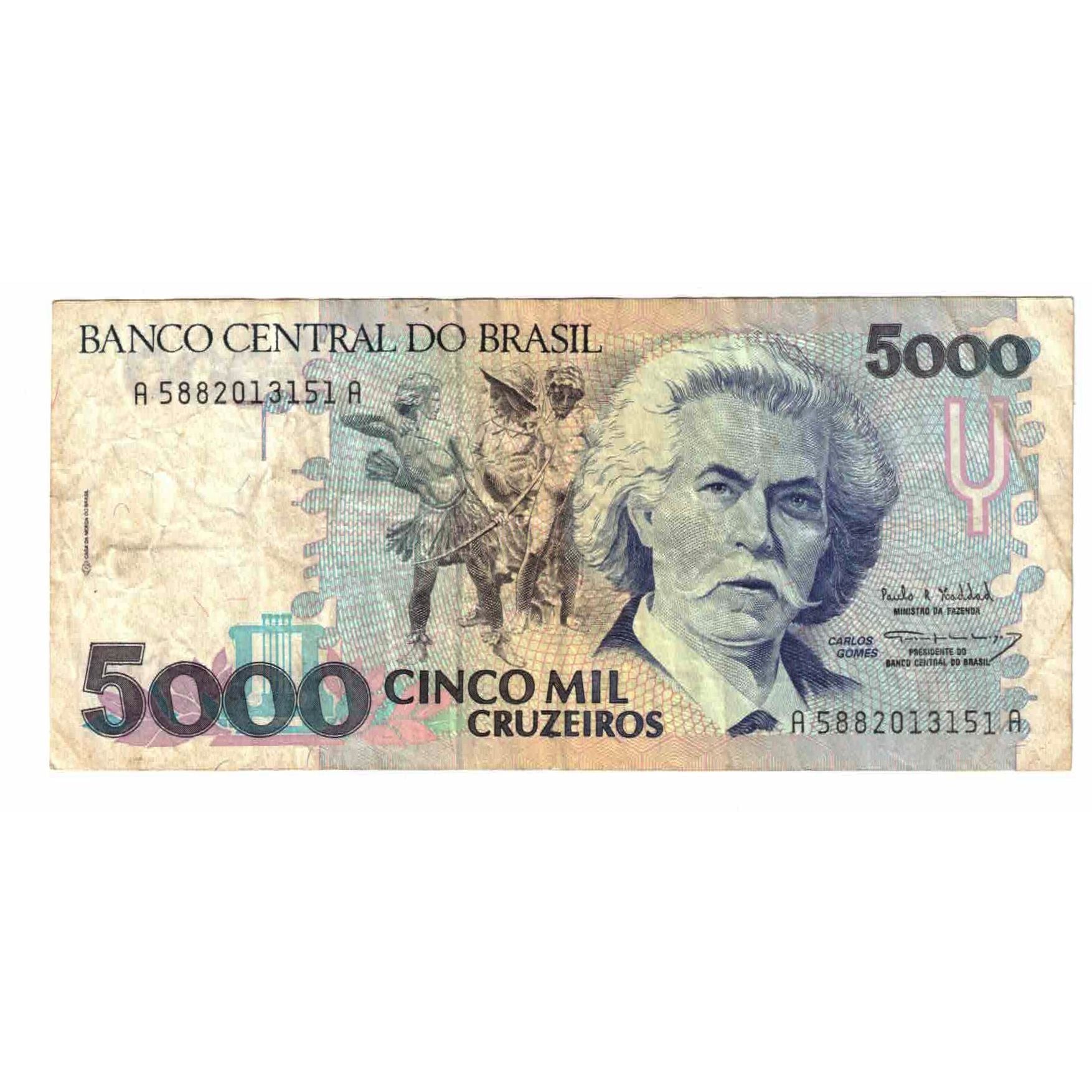 Biljet, Brazilië, 5000 Cruzeiros, KM:232c, TTB