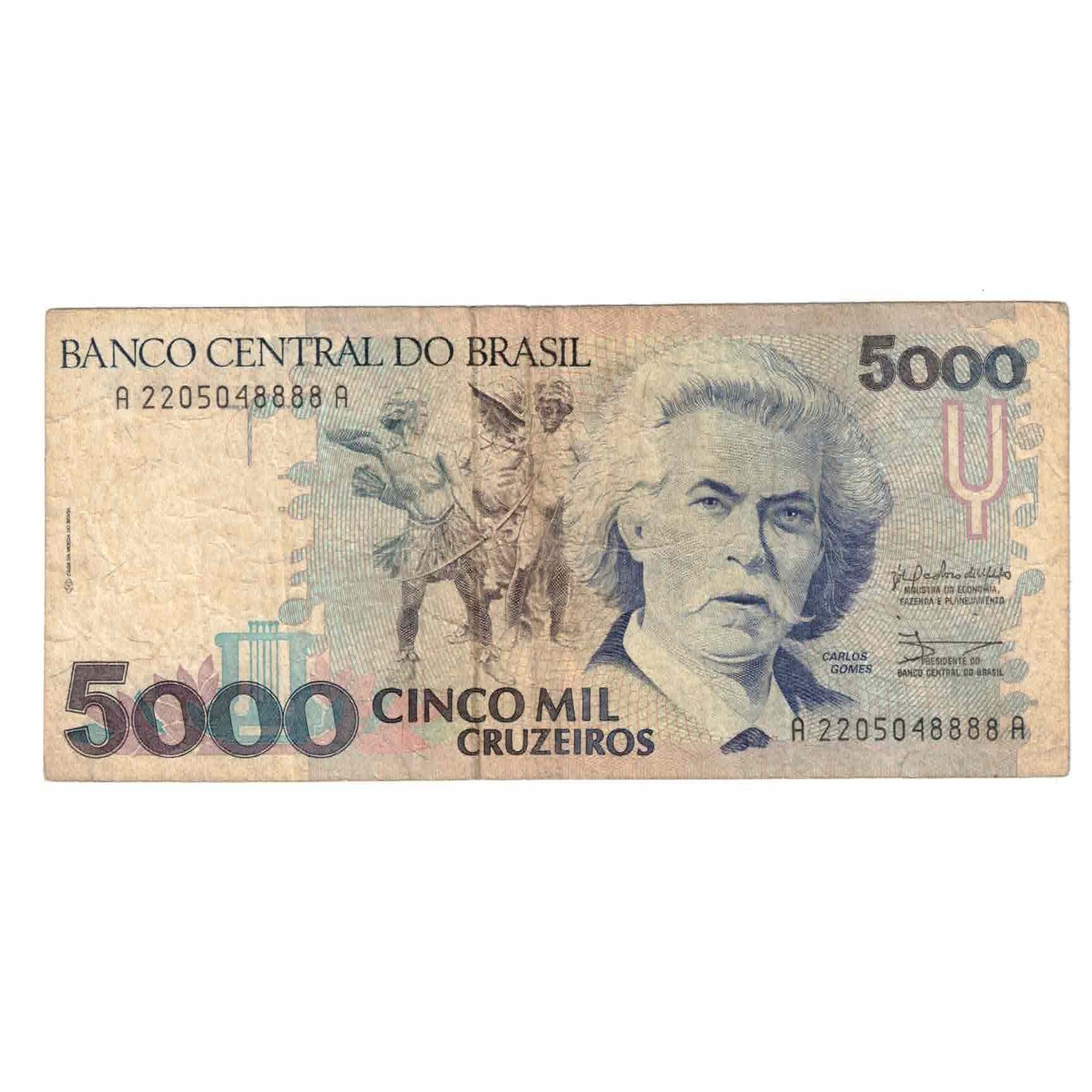 Biljet, Brazilië, 5000 Cruzeiros, KM:232a, TB+