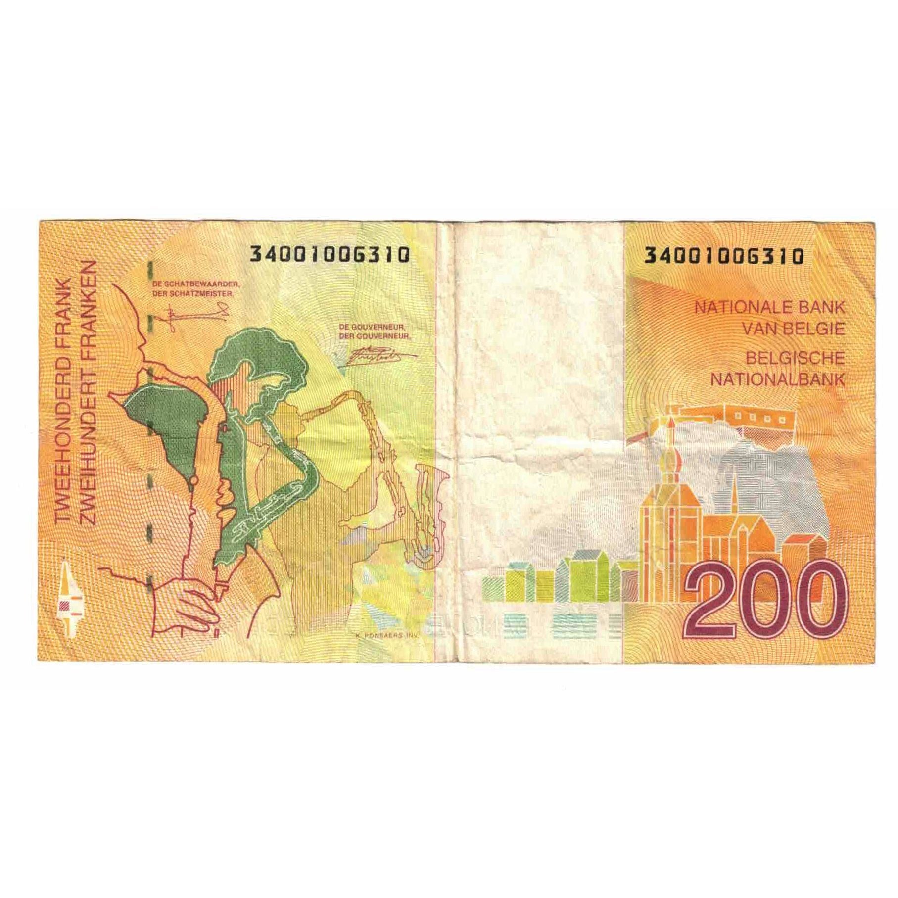 Billete, 200 Francs, Bélgica, KM:148, MBC