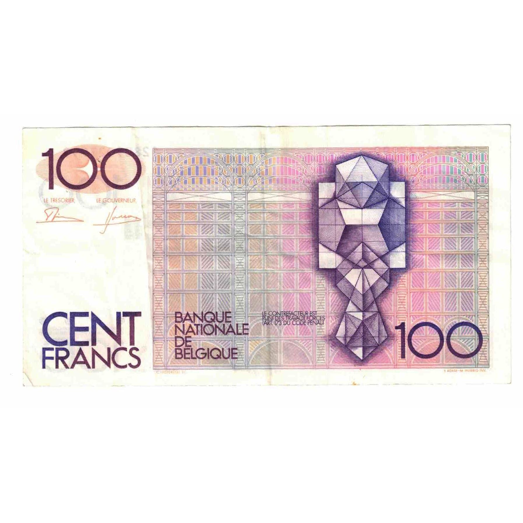 Nota, Bélgica, 100 Francs, 1981-1982, Undated (1982-1994), KM:142a, AU(55-58)