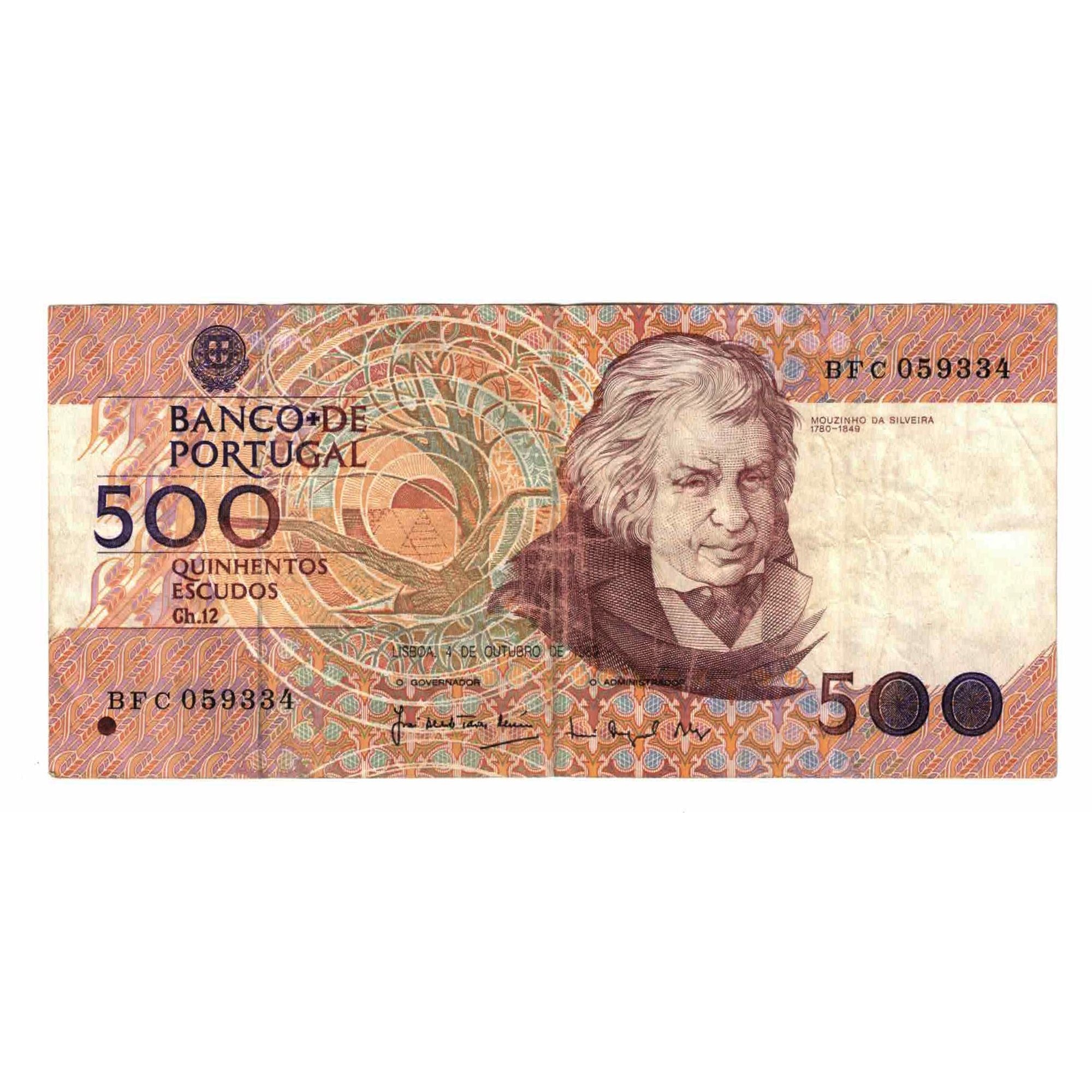 Banknot, Portugal, 500 Escudos, 1989, 1989-10-04, KM:180c, EF(40-45)