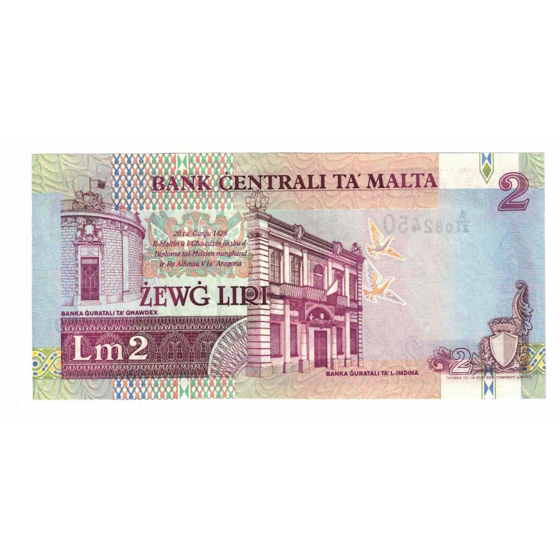 Geldschein, Malta, 2 Liri, 1994, 1994, KM:45a, UNZ