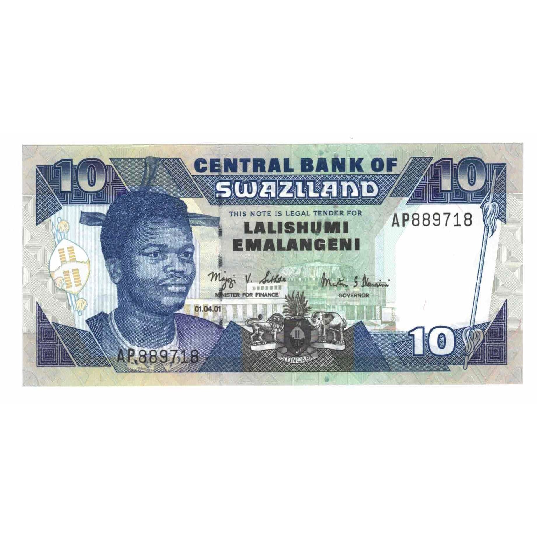 Billet, Eswatini, 10 Emalangeni, undated 1995, Undated 1995, KM:24a, NEUF