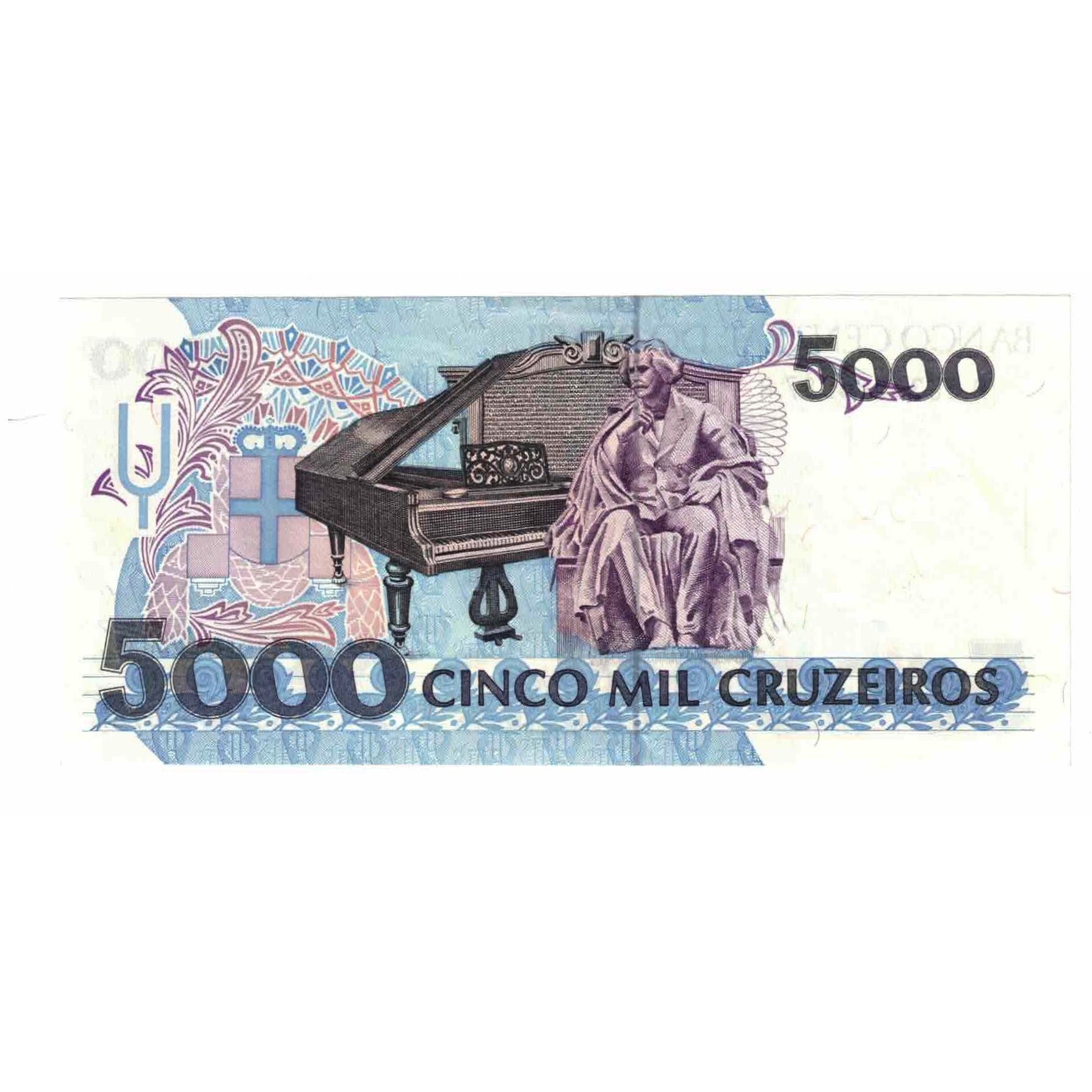 Biljet, Brazilië, 5000 Cruzeiros, Undated (1993), KM:232c, NIEUW