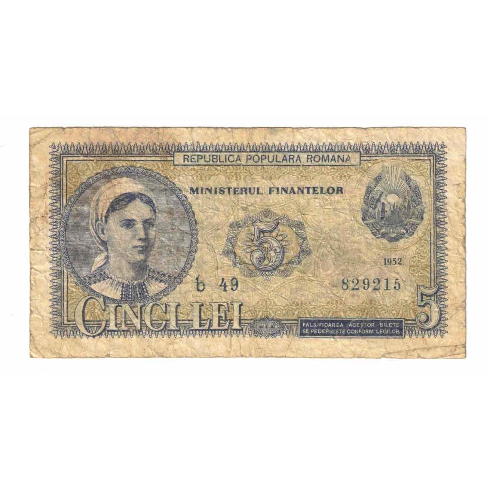 Banknote, Romania, 5 Lei, 1952, 1952-01-26, KM:83b, VF(20-25)