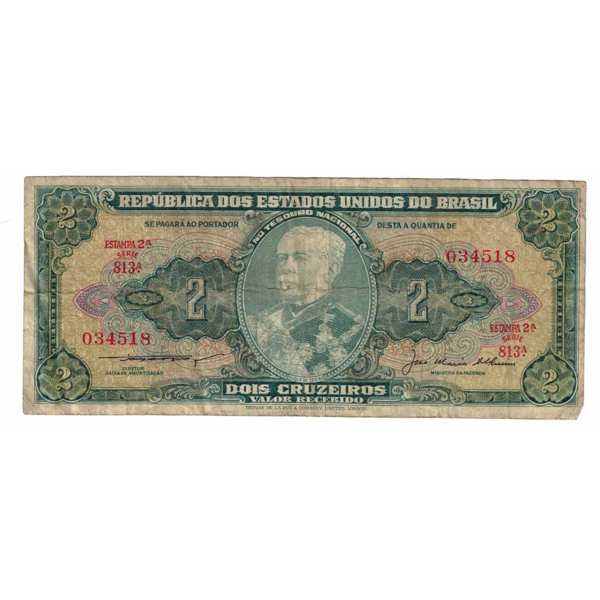 Biljet, Brazilië, 2 Cruzeiros, 1944, KM:133a, TB