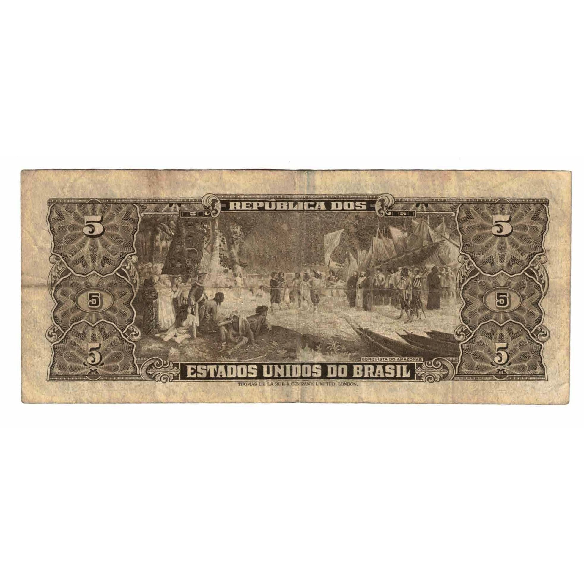 Banconote, Brasile, 5 Cruzeiros, Undated (1956), KM:158c, MB