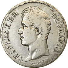 Coin, France, Charles X, 5 Francs, 1827, Paris, VF(20-25), Silver, KM:728.1