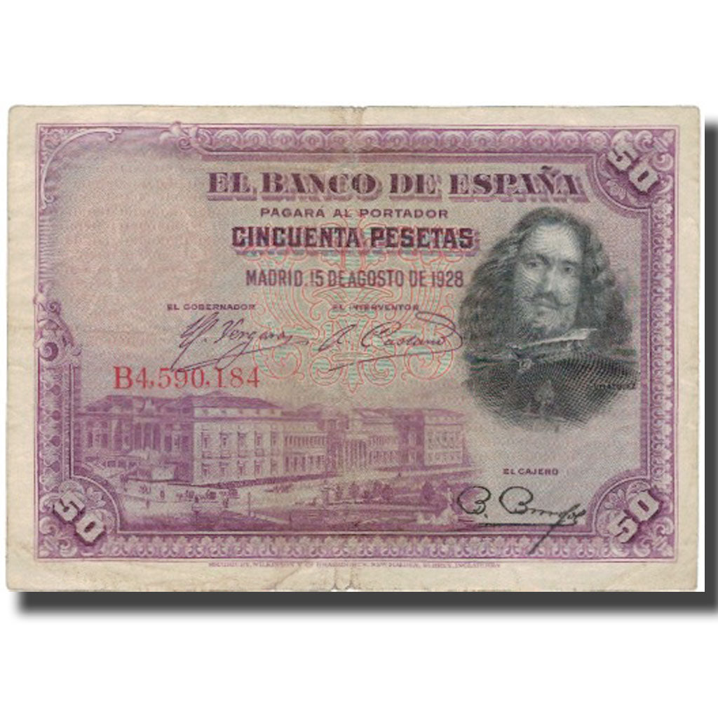 Geldschein, Spanien, 50 Pesetas, 1928-08-15, KM:75a, S
