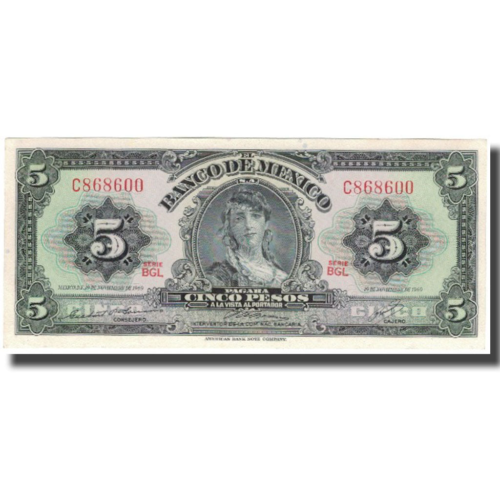 Banknote, Mexico, 5 Pesos, 1969-11-19, KM:60j, UNC(64)