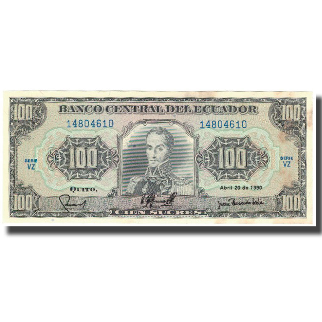 Banconote, Ecuador, 100 Sucres, 1990-04-20, KM:123, SPL-