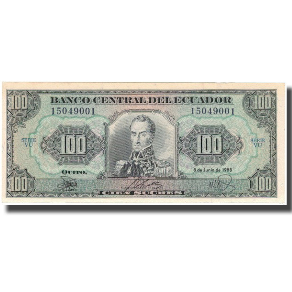 Banknote, Ecuador, 100 Sucres, 1988-06-08, KM:123Aa, UNC(65-70)