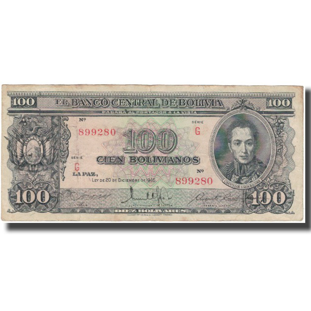 Billete, 100 Bolivianos, Bolivia, 1945-12-20, KM:142, MBC