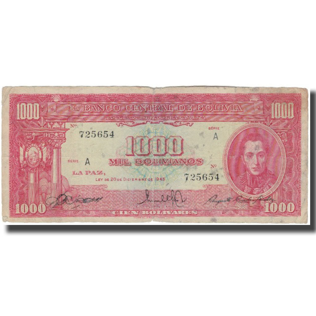 Billete, 1000 Bolivianos, Bolivia, 1945-12-20, KM:144, BC