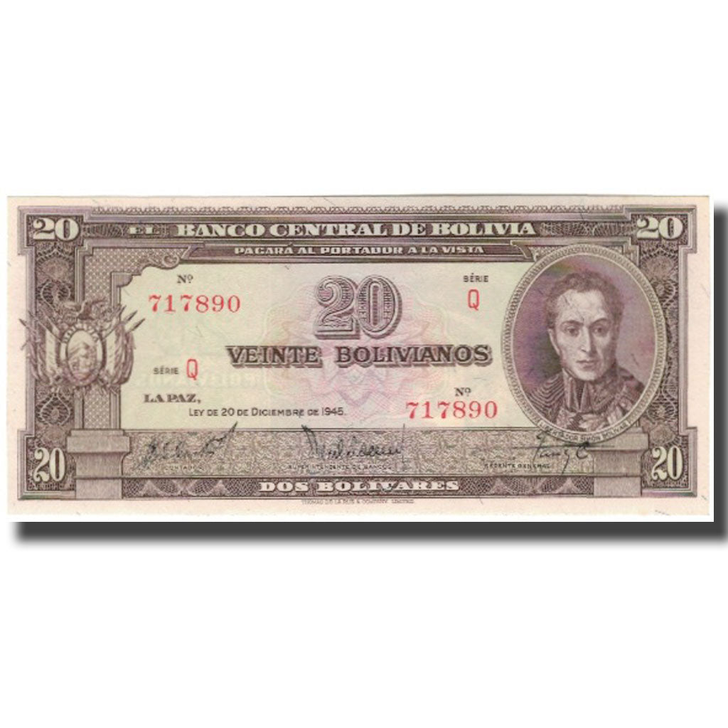 Banknote, Bolivia, 20 Bolivianos, 1945-12-20, KM:140a, UNC(65-70)