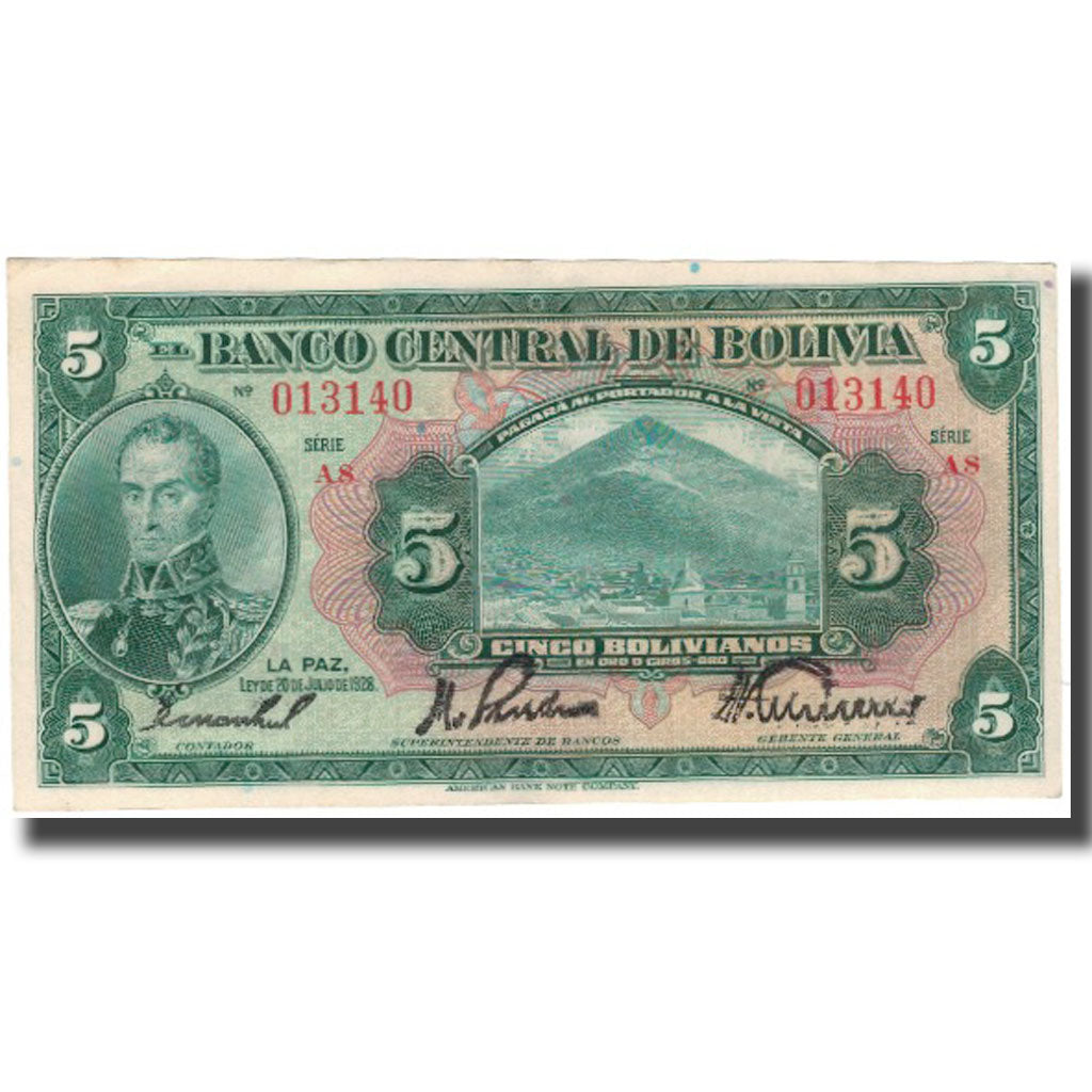 Banconote, Bolivia, 5 Bolivianos, 1928-07-20, KM:120A, BB