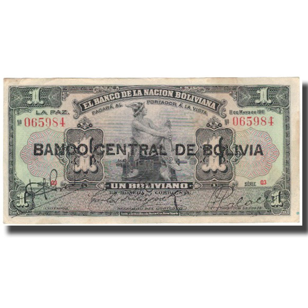 Banknot, Bolivia, 1 Boliviano, 1911-05-11, KM:112, VF(20-25)