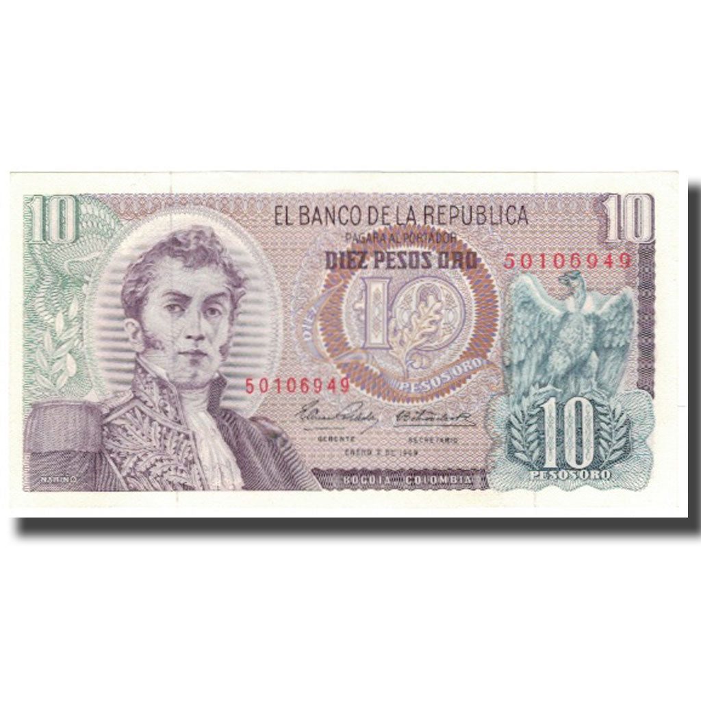 Banknote, Colombia, 10 Pesos Oro, 1969-01-02, KM:407c, UNC(65-70)
