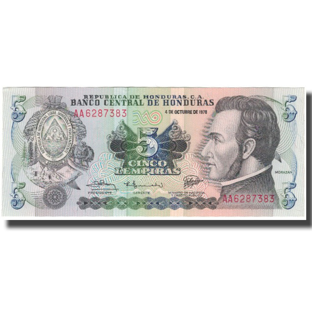 Banknote, Honduras, 5 Lempiras, 1978-10-04, KM:63a, UNC(65-70)