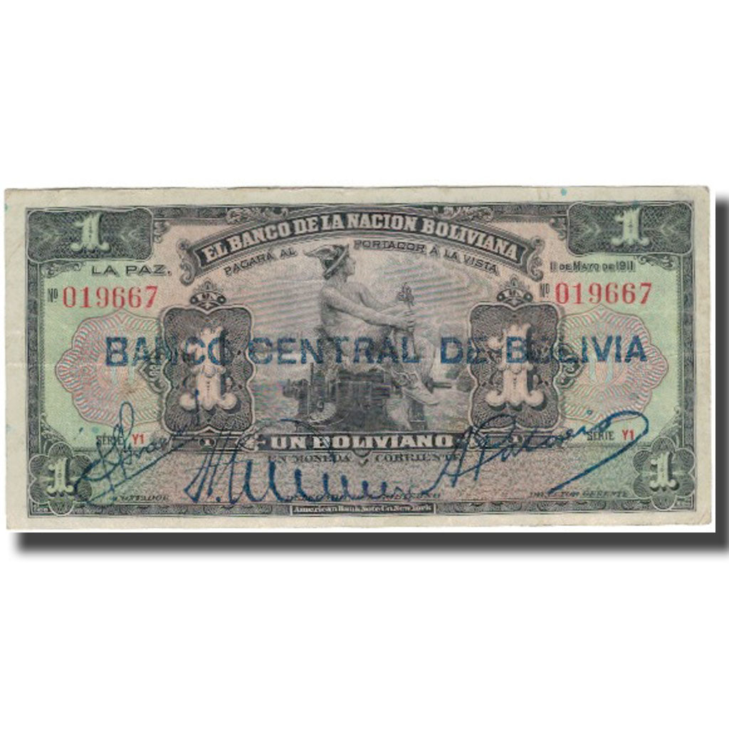 Geldschein, Bolivien, 1 Boliviano, 1911-05-11, KM:112, S